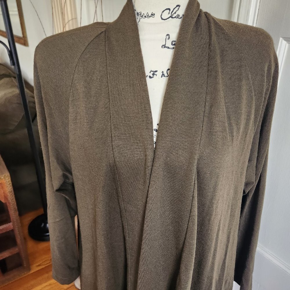 Vintage Joanie Char Wool Color Block Long Duster/Cardigan Sz 10 - Picture 2 of 9